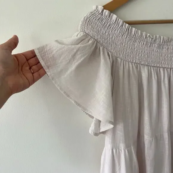 Anthropologie Maeve Pia Binazzi Tiered Off the Shoulder Pink Maxi Dress, Small - Picture 12 of 15